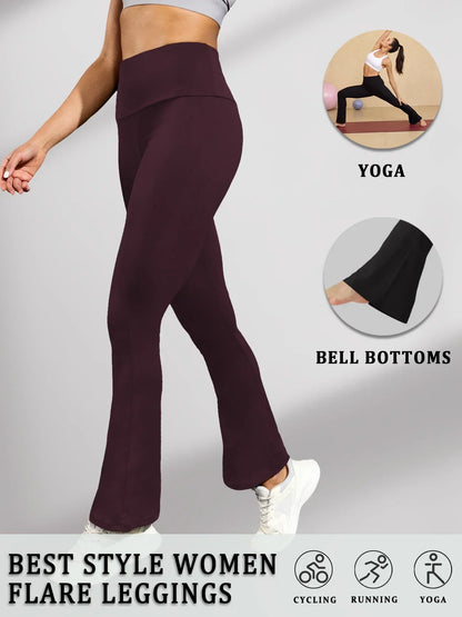 Women's Super Soft Flare Pants High Waisted Tummy Control Workout Yoga Leggings Bell Bottoms