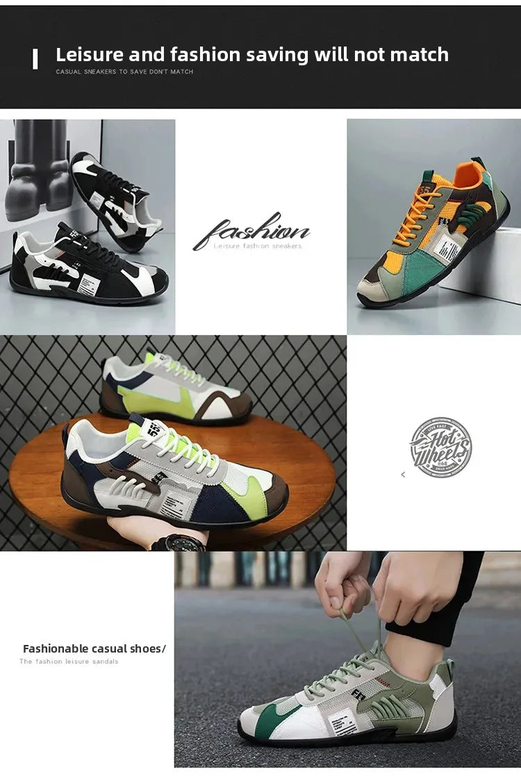 Low-Top Men's Casual Shoes Breathable Retro Sporty Style Summer New Fashion Trendy Bean Board Shoes Comfortable Rubber Sole