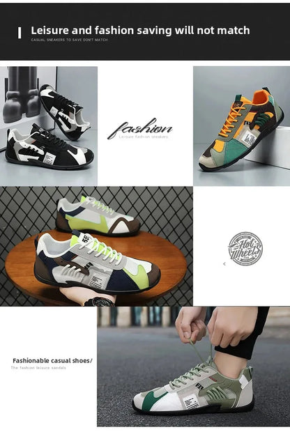 Low-Top Men's Casual Shoes Breathable Retro Sporty Style Summer New Fashion Trendy Bean Board Shoes Comfortable Rubber Sole