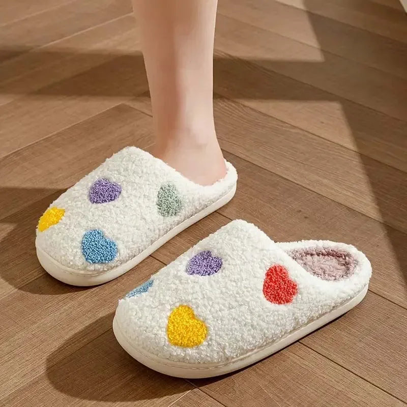 Ladies Soft Sole Slippers Winter Warm Anti-Slip Home Slippers Comfortable Poop Texture for Women