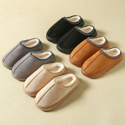 Pantoufles D'hiver Chaudes Pour Femmes, Intérieur En Peluche, Semelle Épaisse Antidérapante, Chaussures De Maison Chaudes Brodée