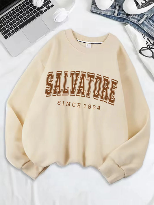 Crew Neck Sweatshirt  Long Sleeve  Printed  Casual  Warm  Stylish  Personality Pattern Heavyweight (Fabric Weight 220–320 g/m²)