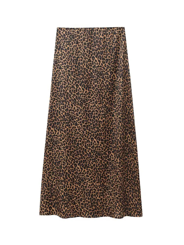 TFMLN Women Vintage Leopard Print Skirts Female 2026 Street Chic High Waist Long Skirt Spring Office Slim Fashion New Skirts