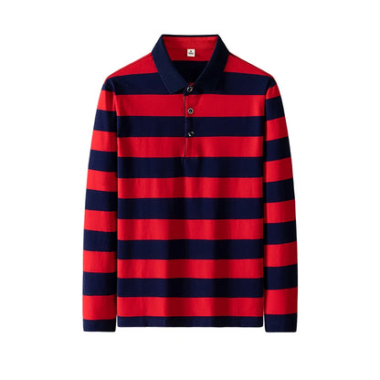 Spring Men Polo Shirt Cotton Long Sleeve Stripe Polo Shirt Men Autumn Embroidery Casual Fashion Polo Shirt Business T-shirts Men