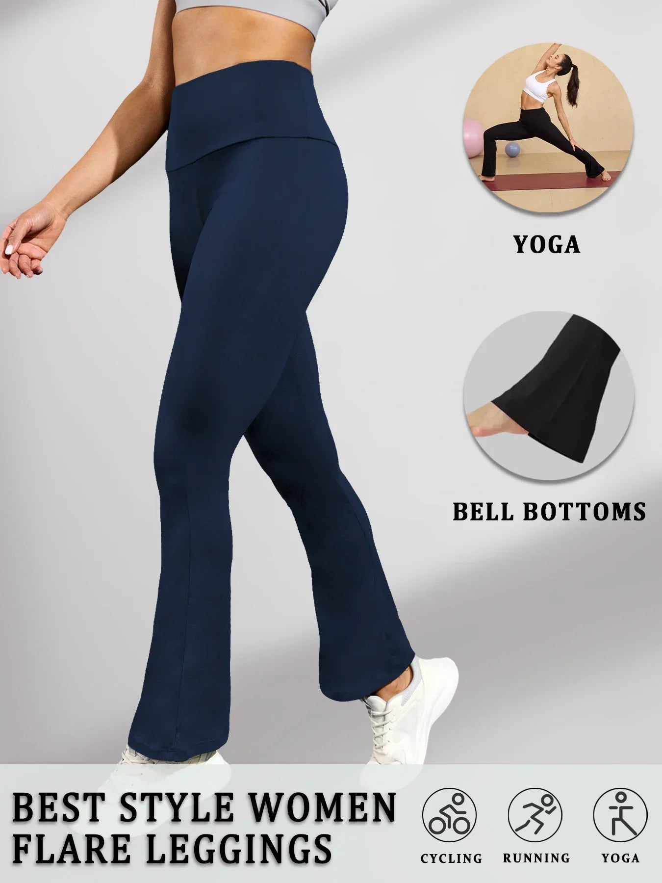Women's Super Soft Flare Pants High Waisted Tummy Control Workout Yoga Leggings Bell Bottoms