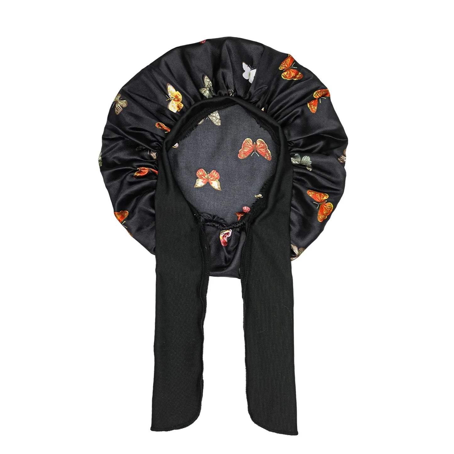 Kids Satin Bonnet Sleep Hat Wide Elastic Band Ribbon Sleeping Cap Boy Girls Flower Printed Silk Shower Cap