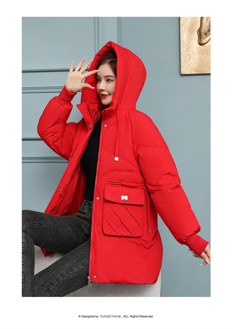 New Winter Women Jacket Coats Long Parkas Female Down Cotton Hooded Overcoat Thick Warm Jackets Windproof Female Outerwear