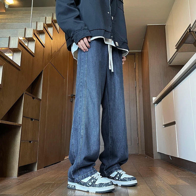 25ss Summer Vintage 190cm Men's Super long Pants 115cm Elastic Waist Straight Leg Breathable Drape Sportswear Casual Pants