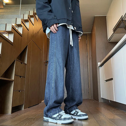 25ss Summer Vintage 190cm Men's Super long Pants 115cm Elastic Waist Straight Leg Breathable Drape Sportswear Casual Pants