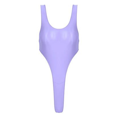 Womens Swimsuit 2022 New Glossy One-piece Swimming Bathing Suit Backless High Cut Bodysuit Sportwear Beachwear Swimwear