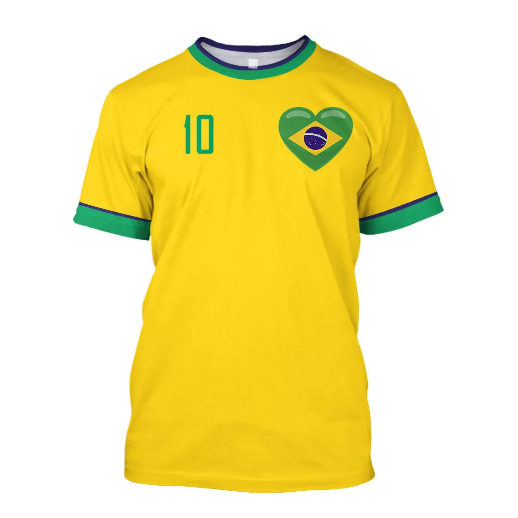 2023 New Brazil Jersey T-shirt Fine Design Brazilian Select Shirt O Neck Oversized Football Team Casual Streetwear Mens Clothing