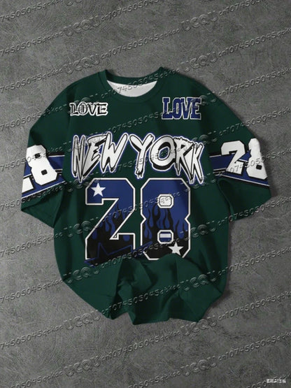 Men's Sports Jersey New York 28 Print Short Sleeve T-Shirt Summer Graphic Tee Baseball Jerseys Plus Size Women's Sport T-Shirt