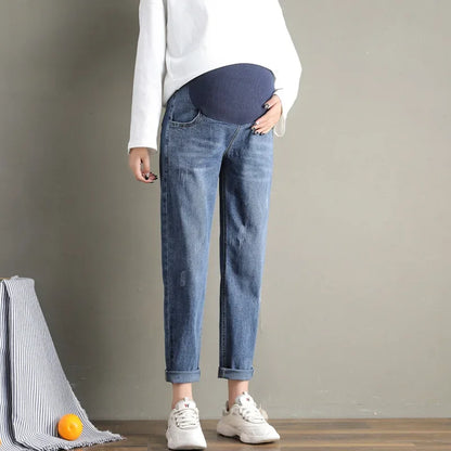 Pregnancy Abdominal Pants Boyfriend Jeans Maternity Pants For Pregnant Women Clothes High Waist Trousers Loose Denim Jeans
