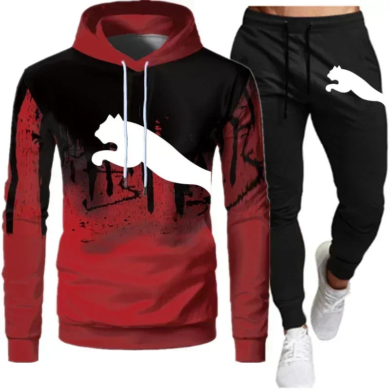 Spring and Autumn 2025 New Men's pullovers + jogging Pants two-piece set fashionable outdoor casual men's hooded sportswear set