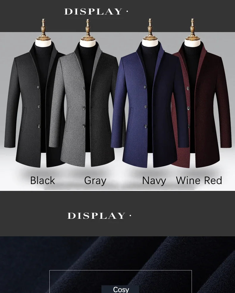 TFETTERS Brand Trench Coat Korean Fashion Business Casual Stand Collar Long Jackets for Men 2025 Autumn Windbreaker Winter Coats