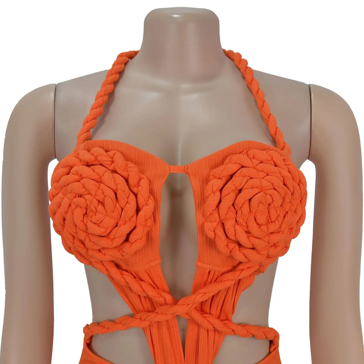 Women's Hollow Out Sleeveless Sexy Knitted Halter Neck Backless Solid Color Dress for Summer 2025