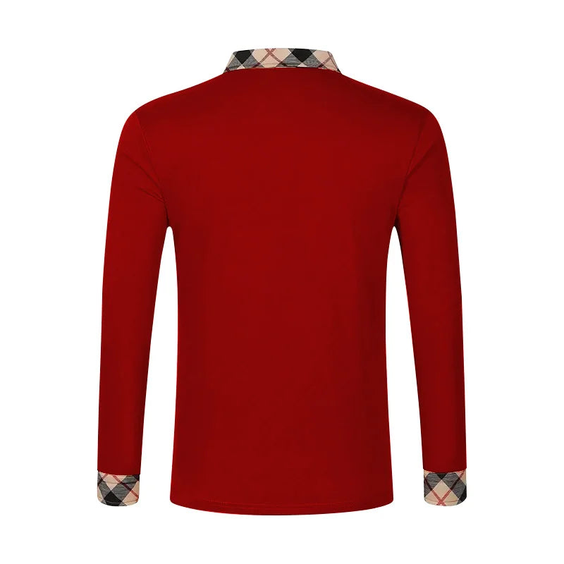 Spring and Autumn Men's Polo Shirt Lapel Pocket T-shirt Men's Business Casual Long sleeved European and American Plus Size