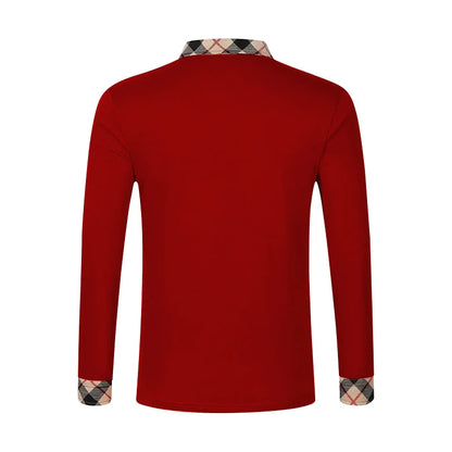 Spring and Autumn Men's Polo Shirt Lapel Pocket T-shirt Men's Business Casual Long sleeved European and American Plus Size