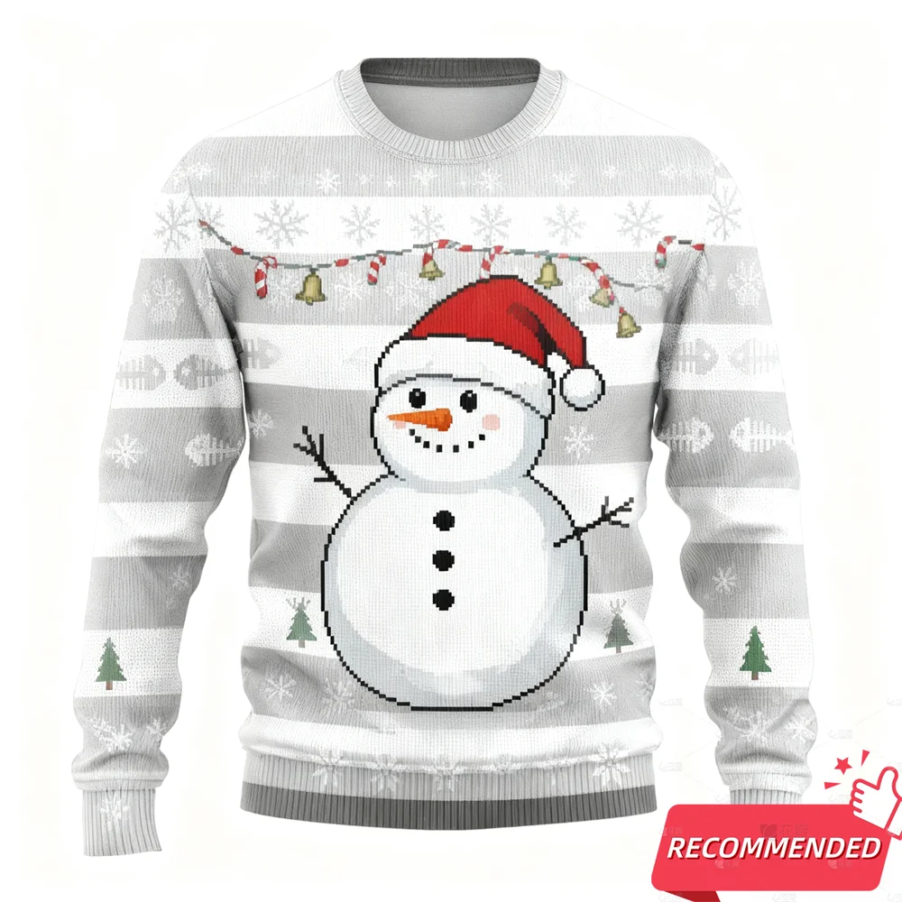 New Funny Snowman Graphic Ugly Christmas Sweatshirt Fashion Gingerbread Man Sweatshirts For Women Clothes Xmas Boy Kids Pullover