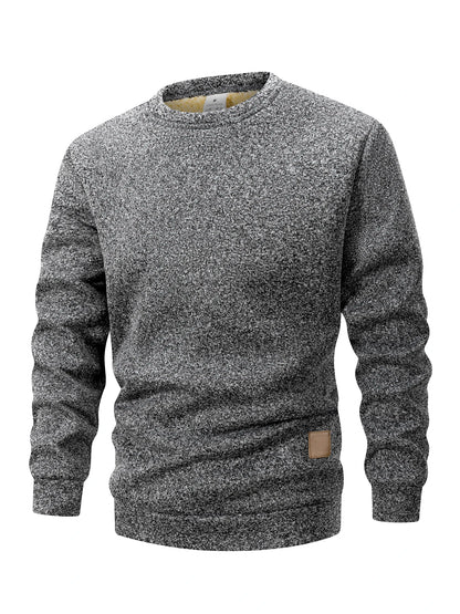 Winter Men's Crew Neck Sweatshirts Solid Color Fleece Thicken Sweatwear Outdoor Casual Daily Long Sleeve Pullover Man Sportswear