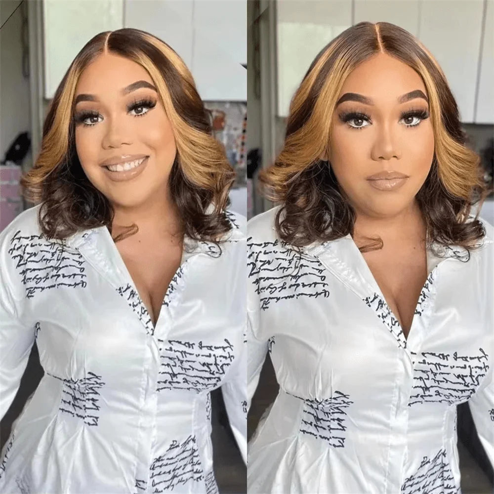 Highlight 4/27 Body Wave Bob Wigs Human Hair 13x4 Lace Front Human Hair Wig Ombre Short Human Hair Wigs Brazilian Hair For Women