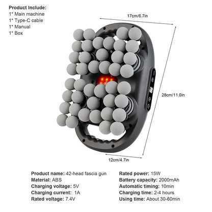 42-Heads Fascia Gun High-Frequency Vibration Body Massage Gun Back and Waist Massager Neck Shoulder Massager Muscle masajeador