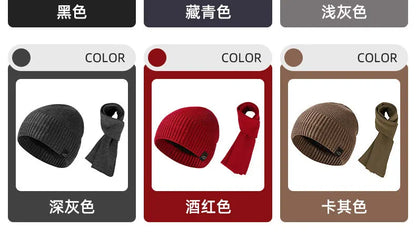 Winter Men's  Women's Warm Set Outdoor Plush Thick Windproof Ear Protection Knit Hat Scarf Two Piece Set Mens Hats 4m839