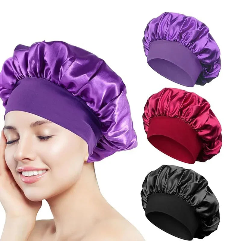 Bonnet Satin Sleeping Hat Hair Night Sleep Cap Head Cover Shower Caps for Bath and Sauna Bathing Shower Caps Bathroom Products