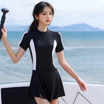 Conservative Swimsuits women's skirt-style Sportswear Slim And Simple Spring women's Racing Swimming Swimsuits