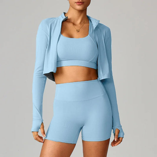 Seamless 3-Piece Activewear - Women's Fitness Set, Sin Costuras, Quick Dry, Yoga & Aire Libre