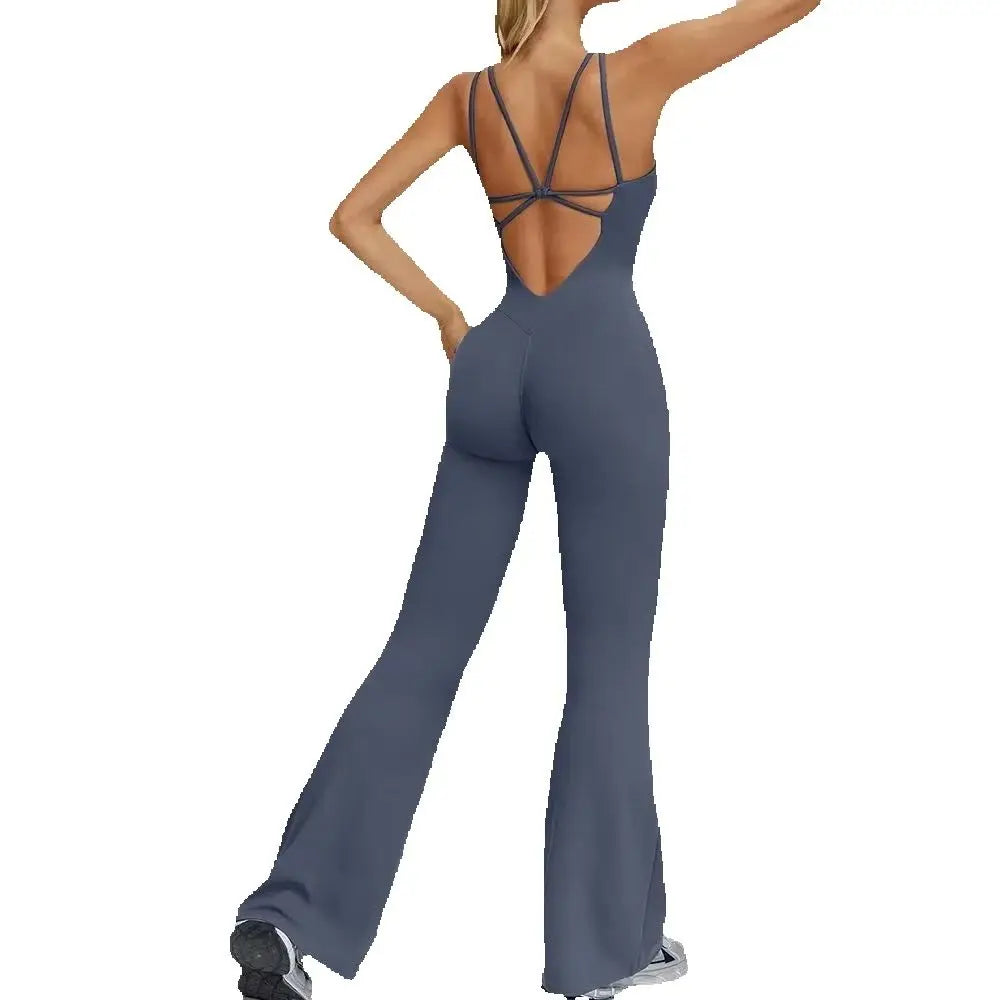 Sexy Back V Jumpsuit Gym Set Women Training Yoga Suit Sportswear Women Sports Jumpsuit Fitness Rompers Stretch Workout Bodysuits
