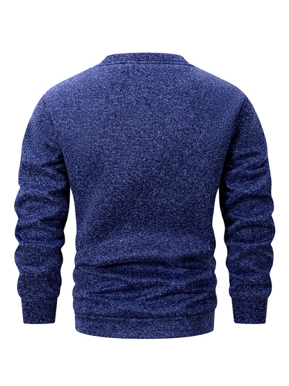 Winter Men's Crew Neck Sweatshirts Solid Color Fleece Thicken Sweatwear Outdoor Casual Daily Long Sleeve Pullover Man Sportswear