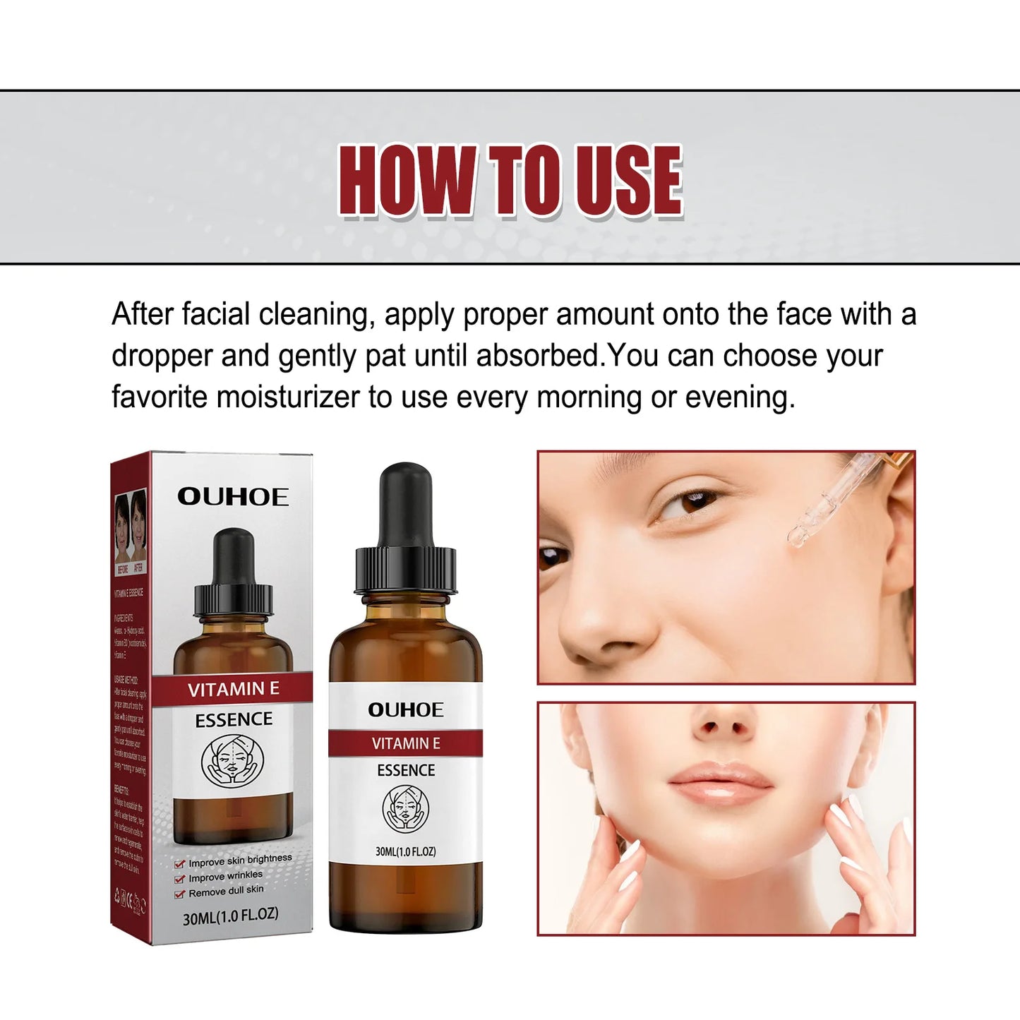 Vitamin E Facial Essence Lightens Fine Lines Brightens Moisturizes and Hydrates The Skin, Facial Skin Care Products 30ML