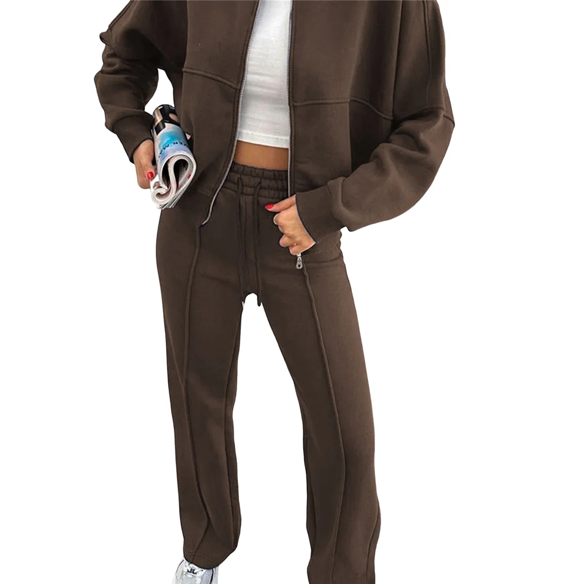 ASDS-Lounge Sets For Women Sweatsuit 2 Piece Outfits Sweatshirt Wide Leg Sweatpant Tracksuit Matching Set