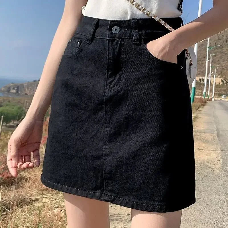Sexy Female Jeans Skirts Women's Denim Skirt High Waist Ruffle Coquette Midi Casual Y2k Vintage Summer 2026 A Line Trend Stylish
