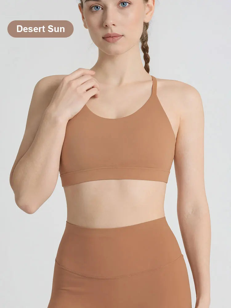 Women's Fitness Sports Bra, Sexy Back Workout Top - Shockproof Quick-Drying Crop Top for Pilates, Yoga, Running, Gym