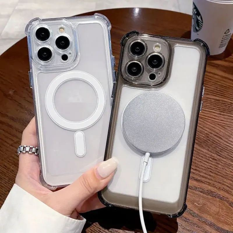 Transparent Magnetic Soft Phone Case For iPhone 17 Air 16 15 14 Plus 13 12 11 Pro Max Wireless Charge Magsafe Shockproof Cover