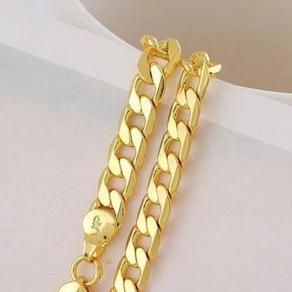 Men 18K Gold Necklace Fashion Men 18K Gold Necklace Cuban Chain Necklace For Men Jewelry Gifts