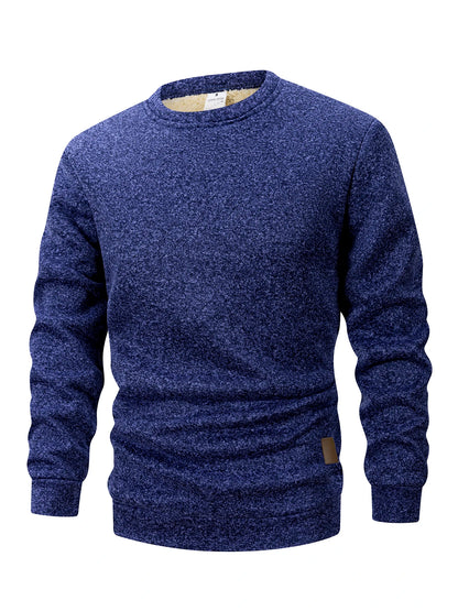 Winter Men's Crew Neck Sweatshirts Solid Color Fleece Thicken Sweatwear Outdoor Casual Daily Long Sleeve Pullover Man Sportswear
