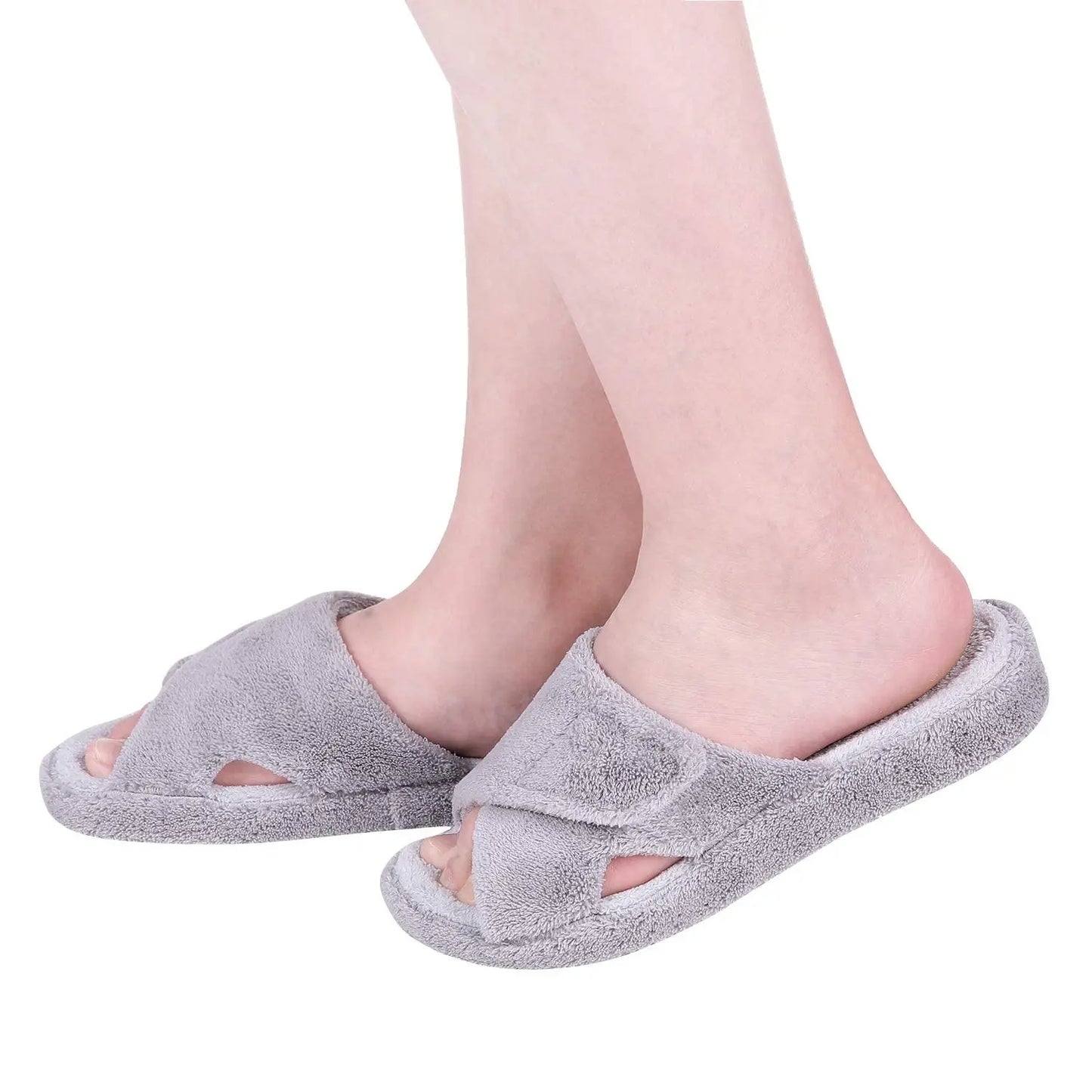 Litfun Four Seasons Cotton Slippers For Women Casual Flat Slippers With Adjustable Straps Female Breathable Soft Cozy Home Shoes