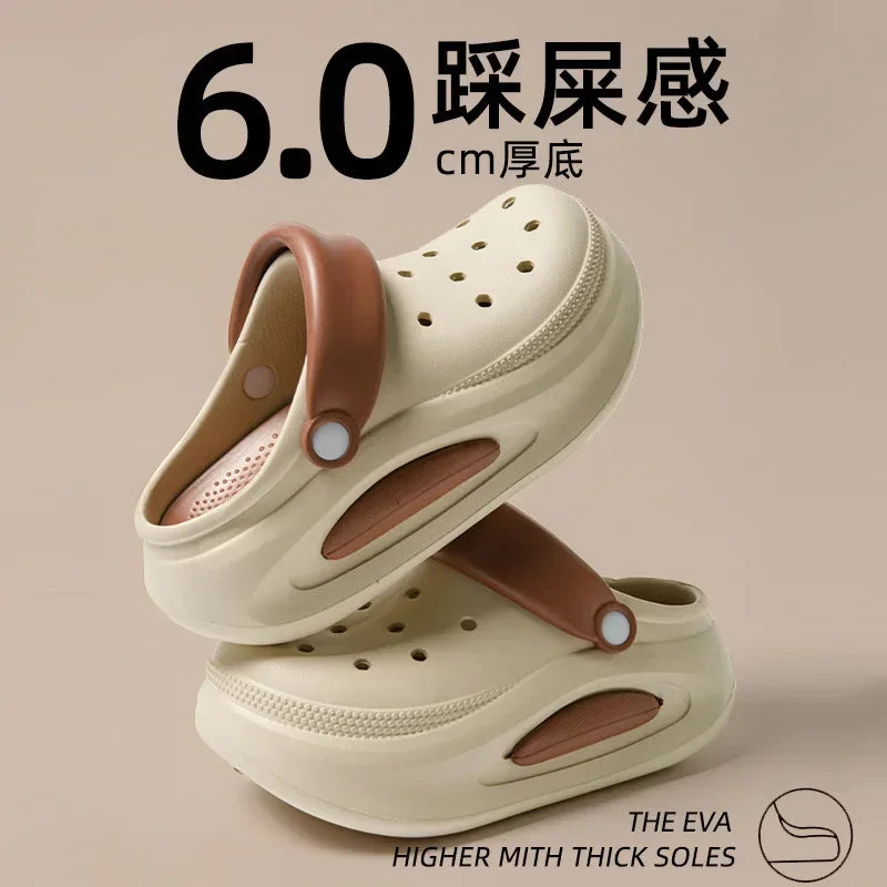 High quality Baotou semi-cool slippers for women, height-increasing, anti-slip, anti-odor, thick-soled beach and seaside crocs