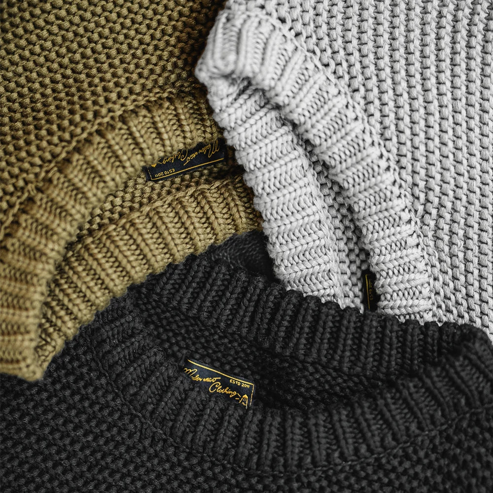 Maden Retro Heavyweight Knitted Sweater Loose Round Neck Pullover Warm Versatile Base Layer Knitwear for Men's Autumn and Winter