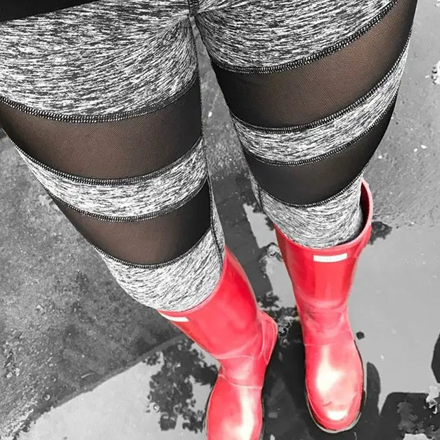 Women Mesh Patchwork Sport Leggings High Waist Tights Pants Solid Sports Wear for Women Gym Push Up Yoga Pants Plus Size S-XL