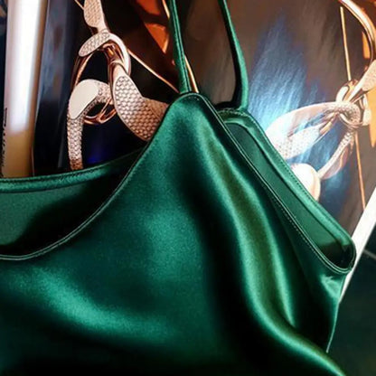 Summer dress with silk satin V-neck women's suspender skirt, wide and relaxed swing, backless lace up dance party