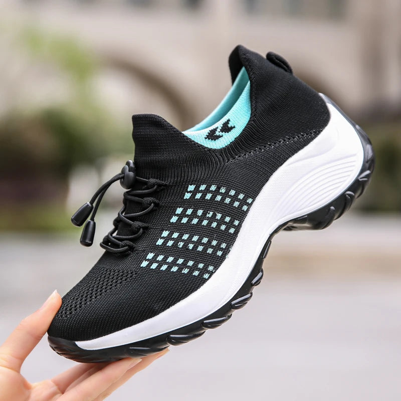 Women Walking Shoes Breathable Fly Weaving Sneakers Non Slip Casual Shoes 7 Color Size 35-45