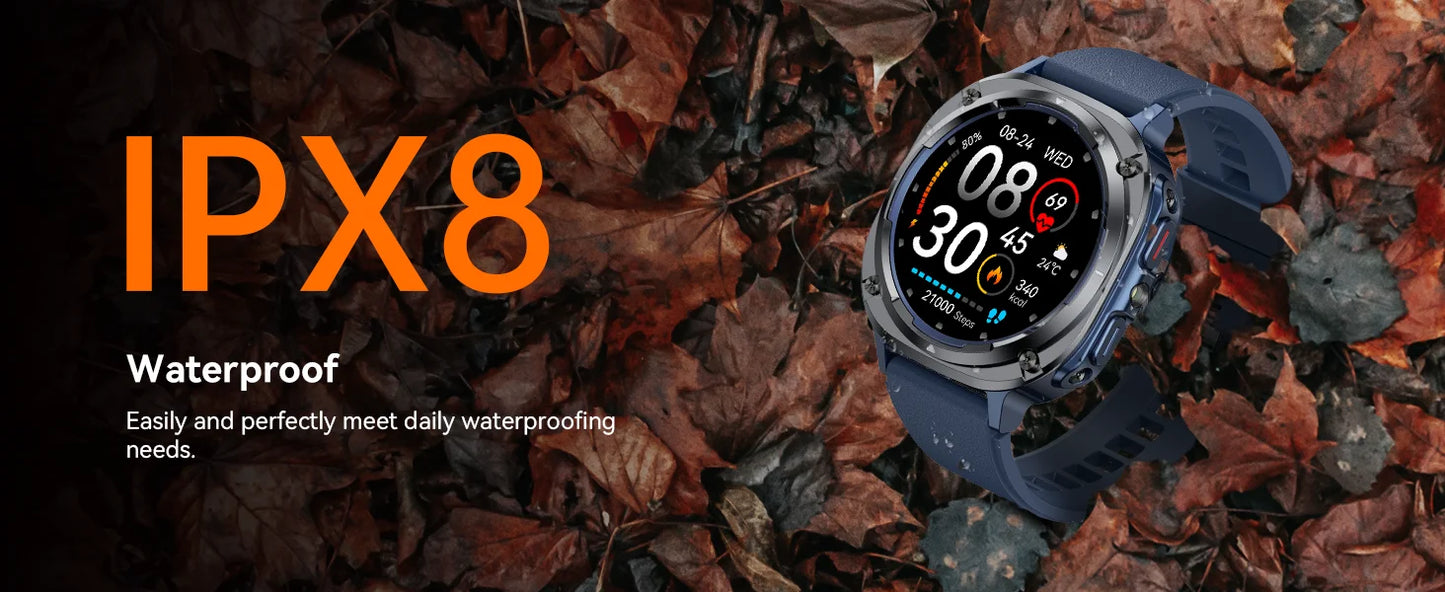 2025 New Watch 7 Ultra Men Smart Watch GPS Heart Rate Blood Oxygen Monitoring AMOLED Voice Call IPX8 LED Flashlight Smartwatch