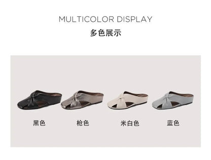 2025 Women Fashionable and Versatile Shoes Brand Slippers Casual and Comfortable Bowknot Casual Leather Slippers