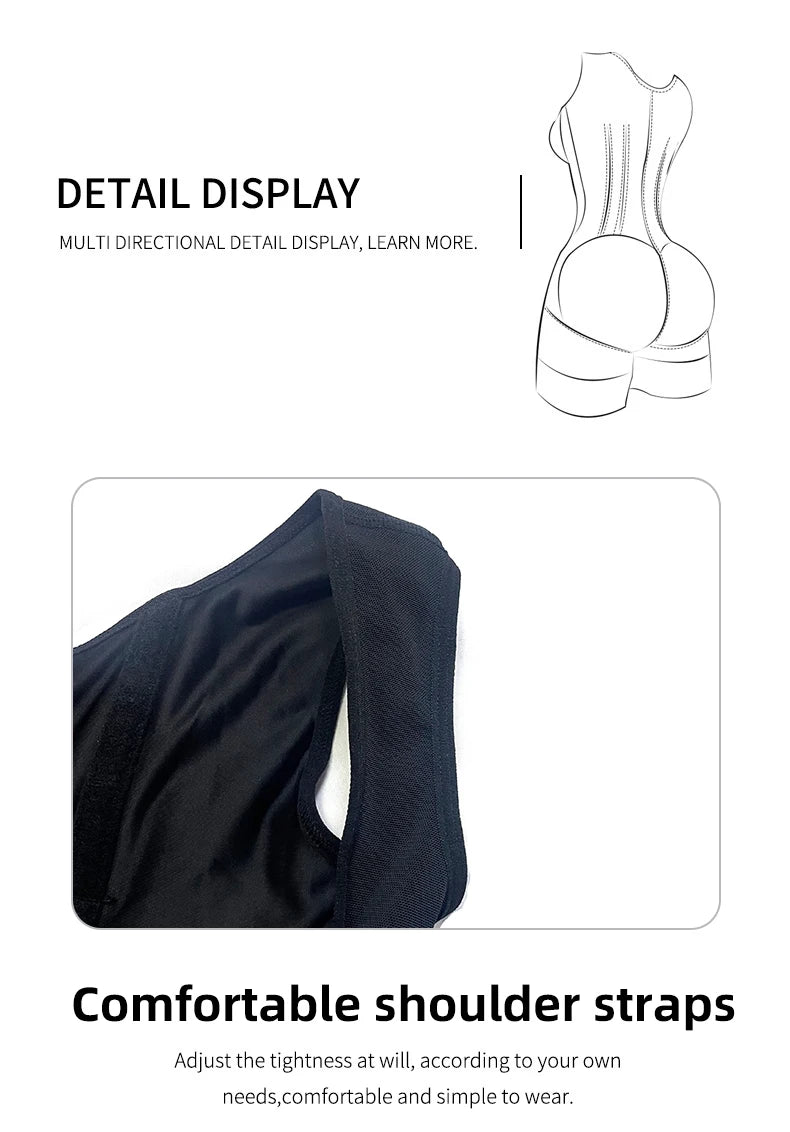 Body Shaper Women Colombian Fajas Shapewear Bodysuit 9-bone High Compression Girdles Double Tummy Control Full Body Open Crotch