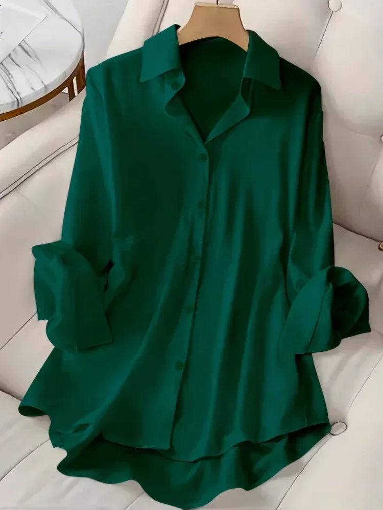 Plus Size Shirts New Women's Casual Loose Fashion Top Elegant Korean Style Solid Sweet Blouses Single-breasted Lapel