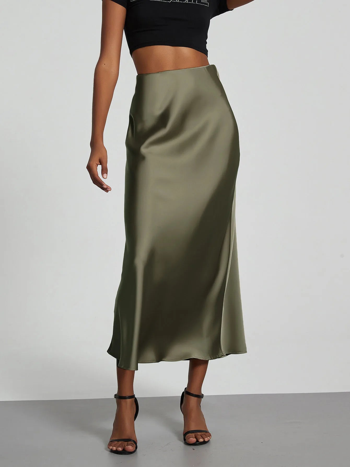 Fashion Satin Party Long Skirt High Waist Solid Color Casual Basic Women Skirts Fishtail Skirt Chic Summer Woman Clothing 2026